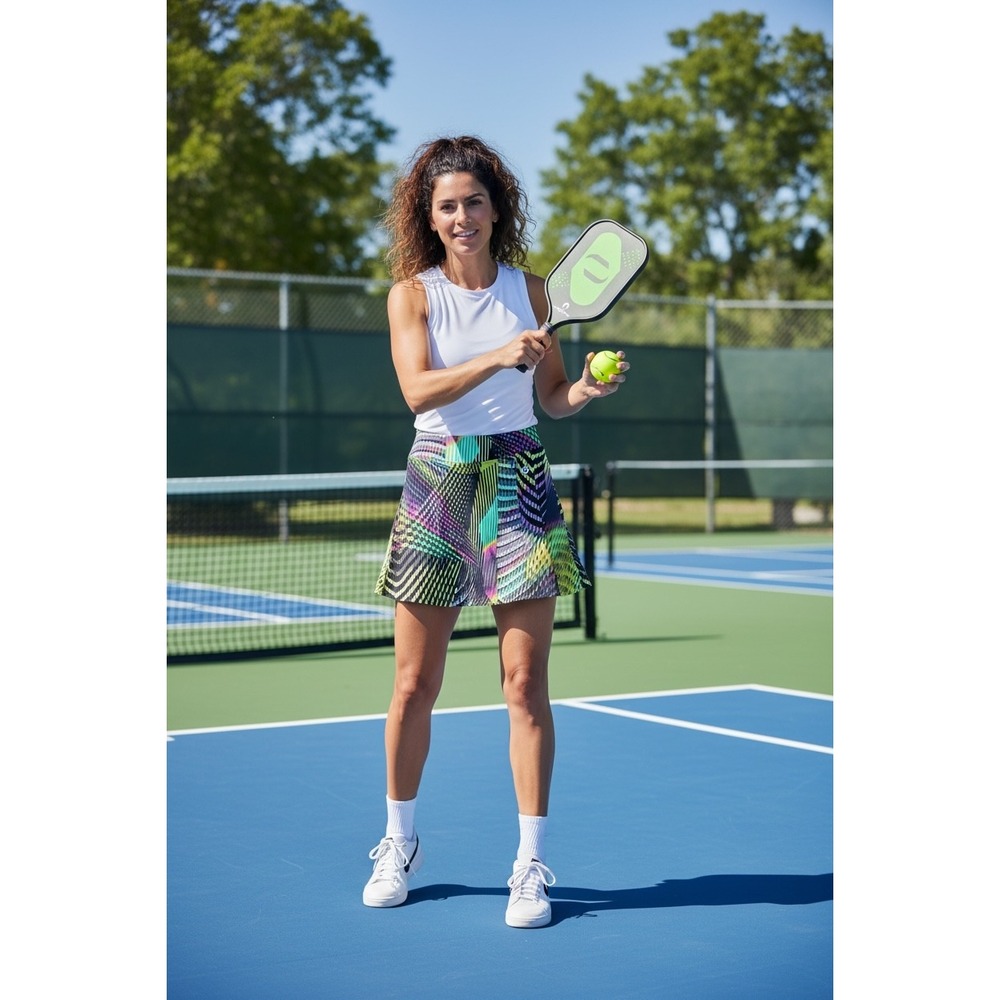 Dona Jo Glidet SZ 1 Small Colorful Piedra Athletic Tennis Skort Neon Brazilian